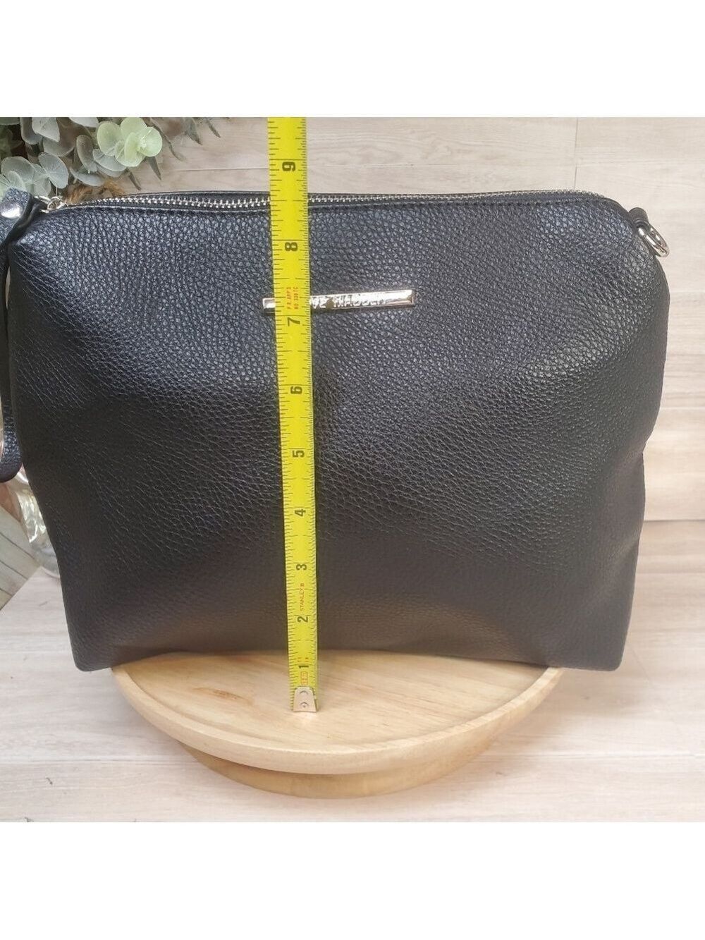 Steve Madden Black Pebble Leather Clutch Purse Medium Travel Bag - Picture 3 of 10